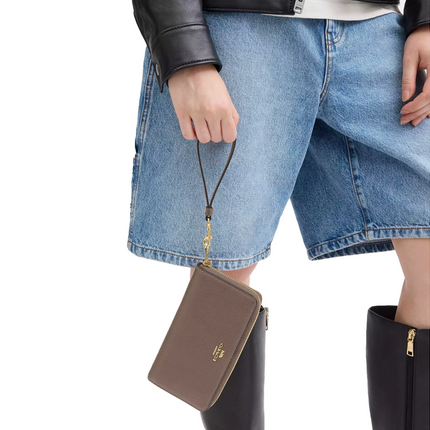 Coach Women's Long Zip Around Wallet Gold/Dark Stone