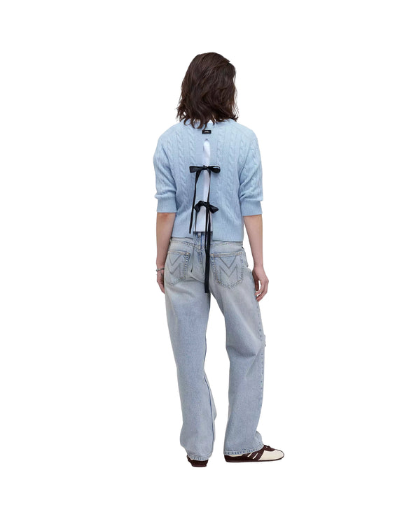 Marc Jacobs Women's Open Back Bow Cable Sweater Blue