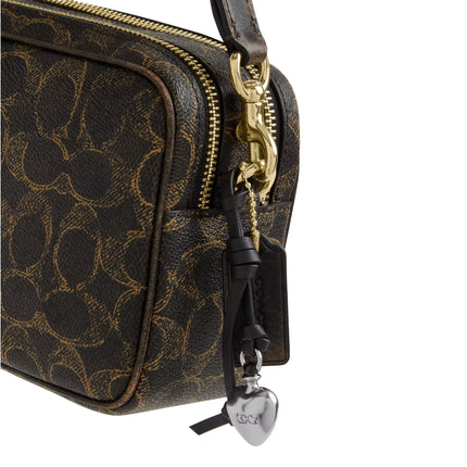 Coach Women's Mini Carey Crossbody Bag In Loved Signature Canvas Gold/Brown