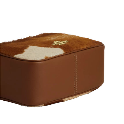 Coach Women's Mini Carey Crossbody Bag In Haircalf With Cow Print Gold/Cow Multi