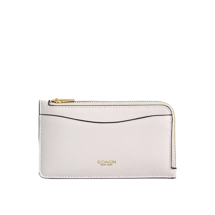 Coach Women's New York Zip Card Case Brass/Chalk