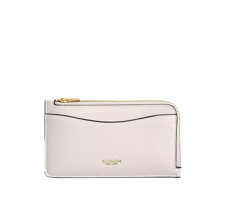 Coach Women's New York Zip Card Case Brass/Chalk