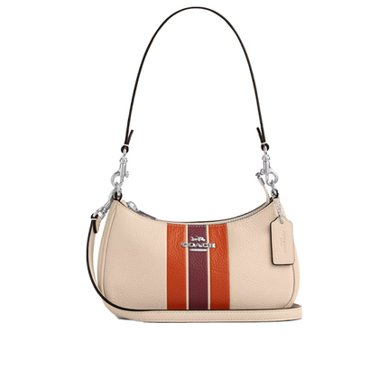 Coach Women's Teri Mini Crossbody Bag With Stripe Silver/Ivory Multi