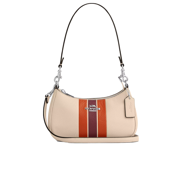 Coach Women's Teri Mini Crossbody Bag With Stripe Silver/Ivory Multi