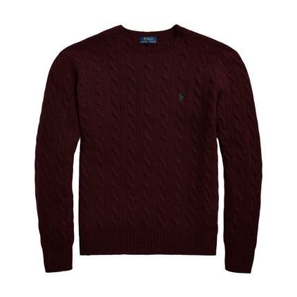 Polo Ralph Lauren Men's Cable-Knit Wool-Cashmere Sweater Aged Wine Heather