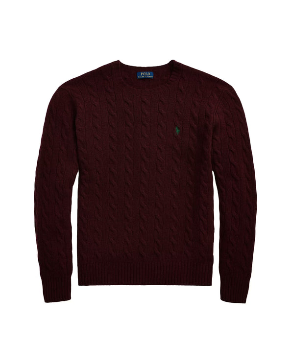 Polo Ralph Lauren Men's Cable-Knit Wool-Cashmere Sweater Aged Wine Heather