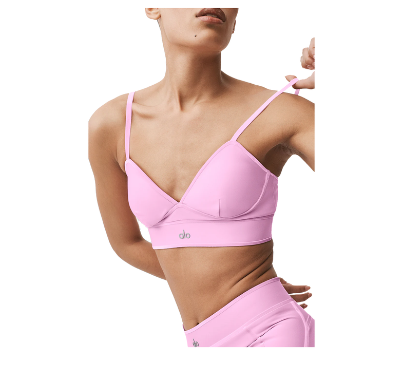 alo Women's Airlift Love Language Bra Candy Heart Pink