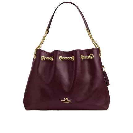 Coach Women's Evelyn Shoulder Bag Gold/Dark Wine