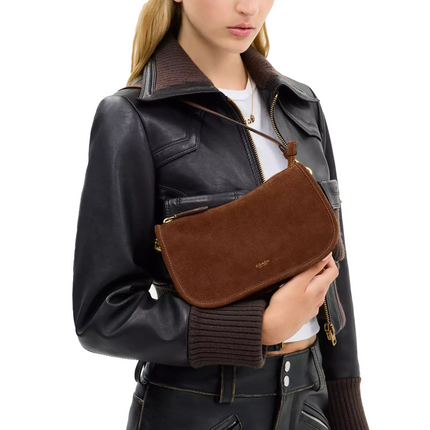 Coach Women's Waverly Bag Suede/Brass/Warm Brown