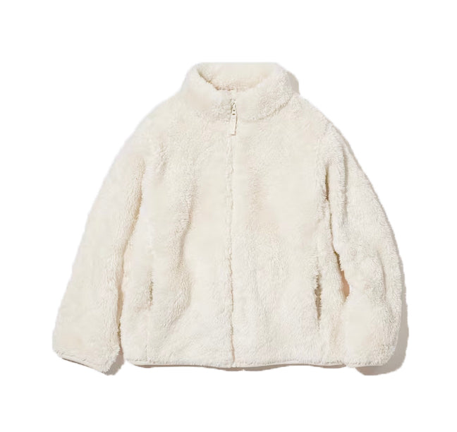 Uniqlo Kid's Fluffy Yarn Fleece Full Zip Jacket  01 Off White