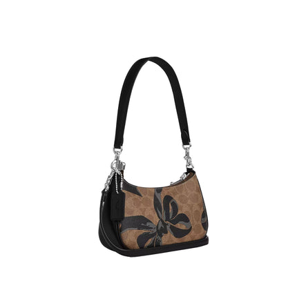 Coach Women's Teri Mini Crossbody Bag In Signature Canvas With Bow Print Silver/Tan/Black Multi