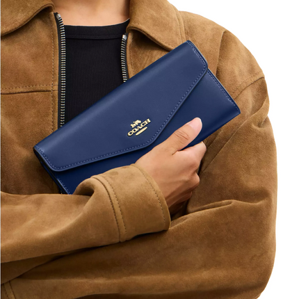 Coach Women's Klare Wallet With Chain Gold/Deep Blue