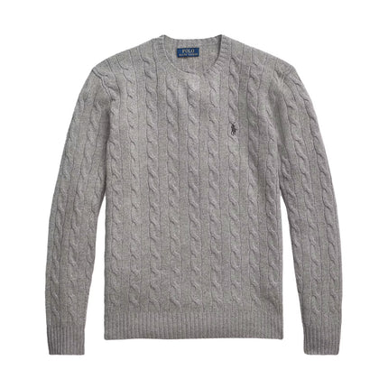 Polo Ralph Lauren Men's Cable-Knit Wool-Cashmere Sweater Fawn Grey Heather