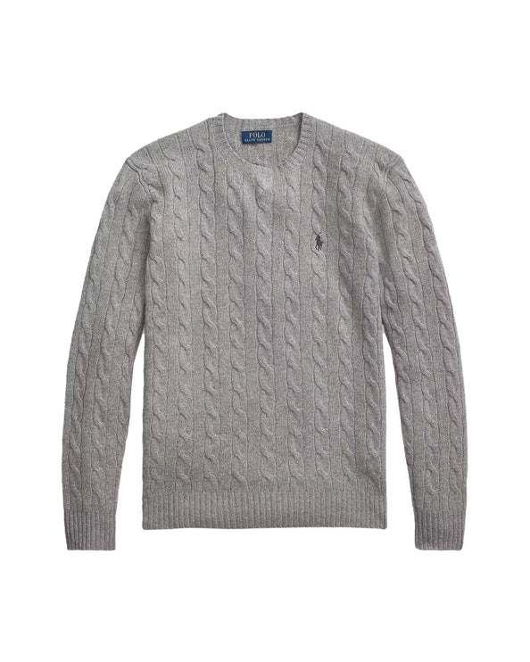 Polo Ralph Lauren Men's Cable-Knit Wool-Cashmere Sweater Fawn Grey Heather