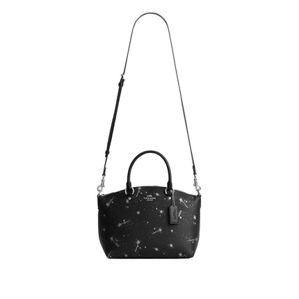 Coach Women's Sadie Satchel Bag With Star Print Black/Silver