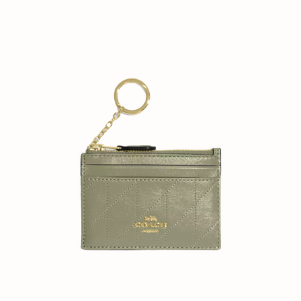 Coach Women's Mini Skinny Id Case With Quilting Gold/Pistachio