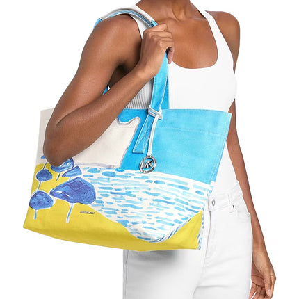 Michael Kors Women's Michael Kors X Christina Zimpel Large Cotton Canvas Tote Bag Milos Blue