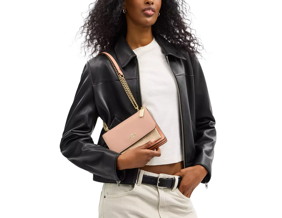 Coach Women's Mini Klare Crossbody Bag In Colorblock Signature Canvas Gold/Cream/Sand