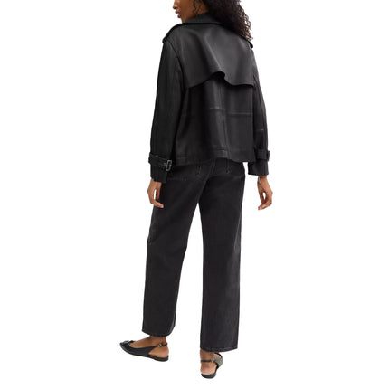 Coach Women's Mini Leather Trench Coat Black