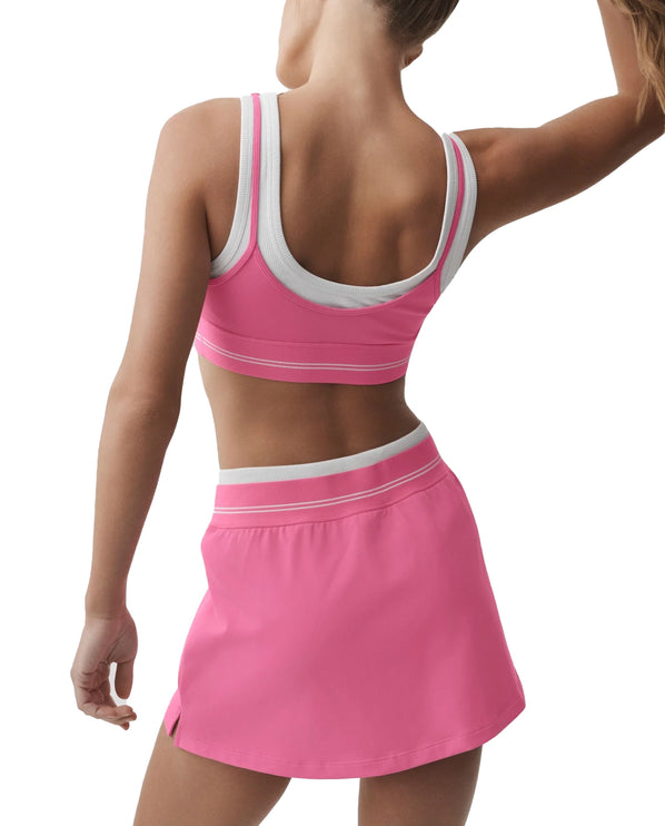 alo Women's Airbrush Better Together Bra Paradise Pink/White