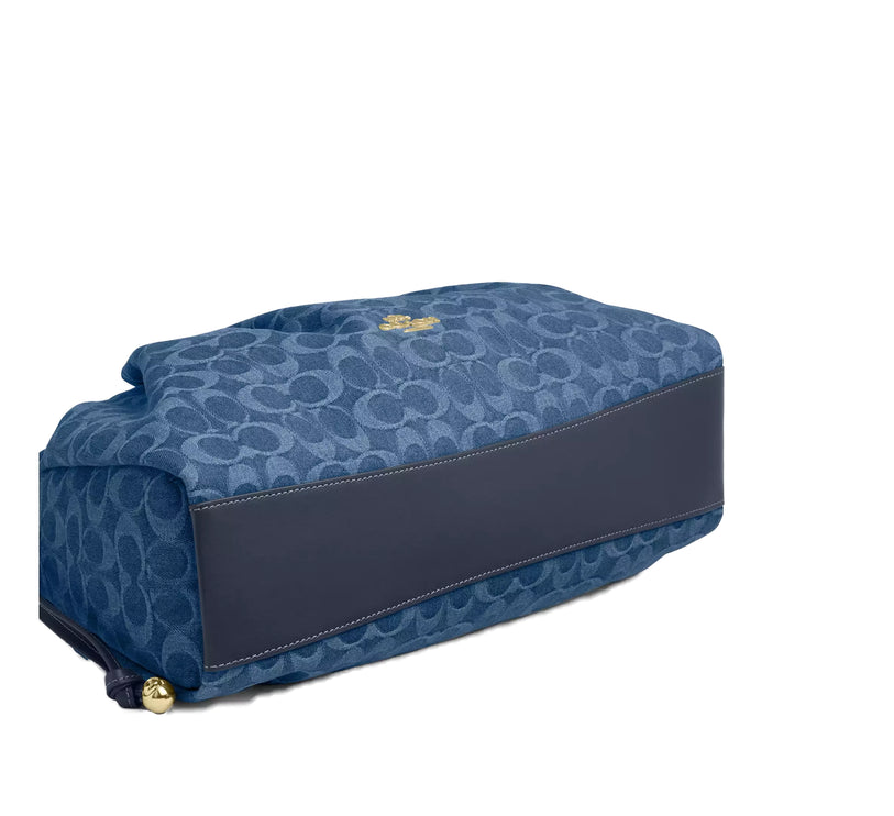 Coach Women's Faye Large Shoulder Bag In Signature Denim Gold/Indigo