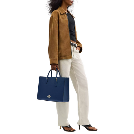 Coach Women's Maggie Tote Bag Gold/Deep Blue