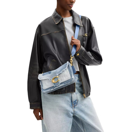 Coach Women's Tabby Shoulder Bag 26 With Repurposed Denim Patchwork Brass/Denim