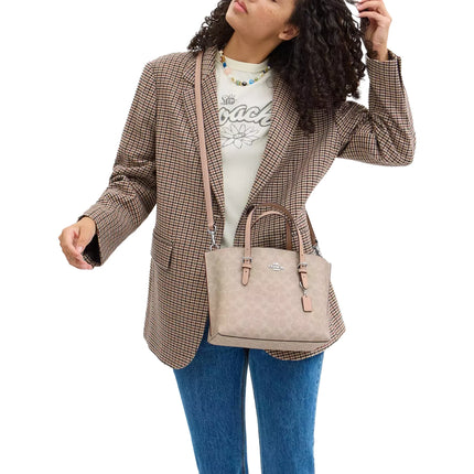 Coach Women's Mollie Tote Bag 25 In Signature Canvas Silver/Sand/Taupe