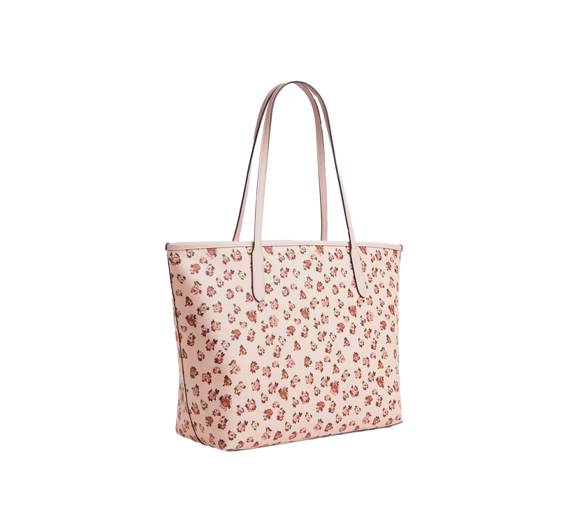 Coach Women's City Tote Bag With Rose Print Gold/Blush Multi