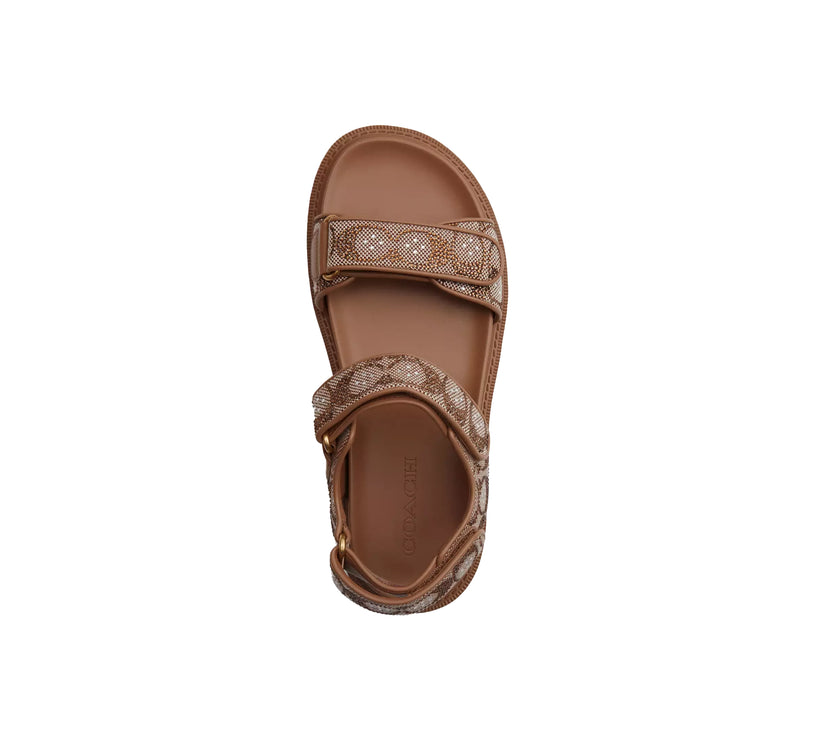 Coach Women's Brynn Sandal In Crystal Signature Jacquard Tan