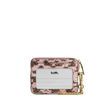 Coach Women's Zip Card Case Gold/Pink