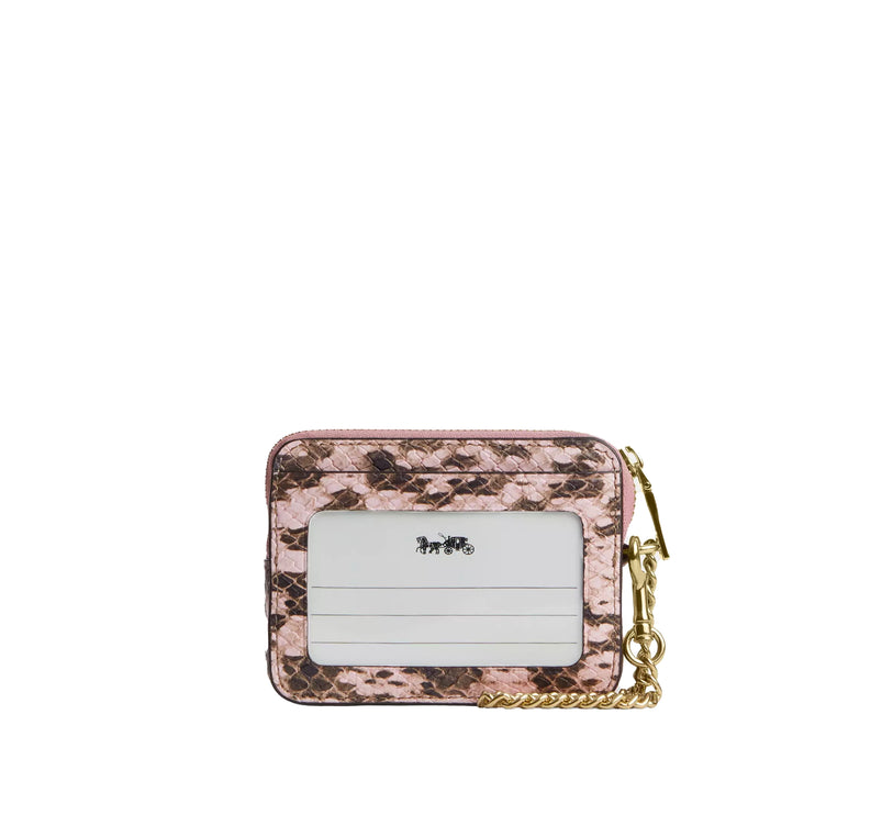 Coach Women's Zip Card Case Gold/Pink