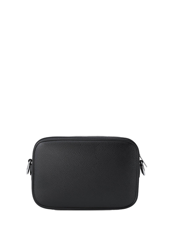 Michael Kors Women's Jet Set Pebbled Leather Camera Crossbody Bag Black/Silver