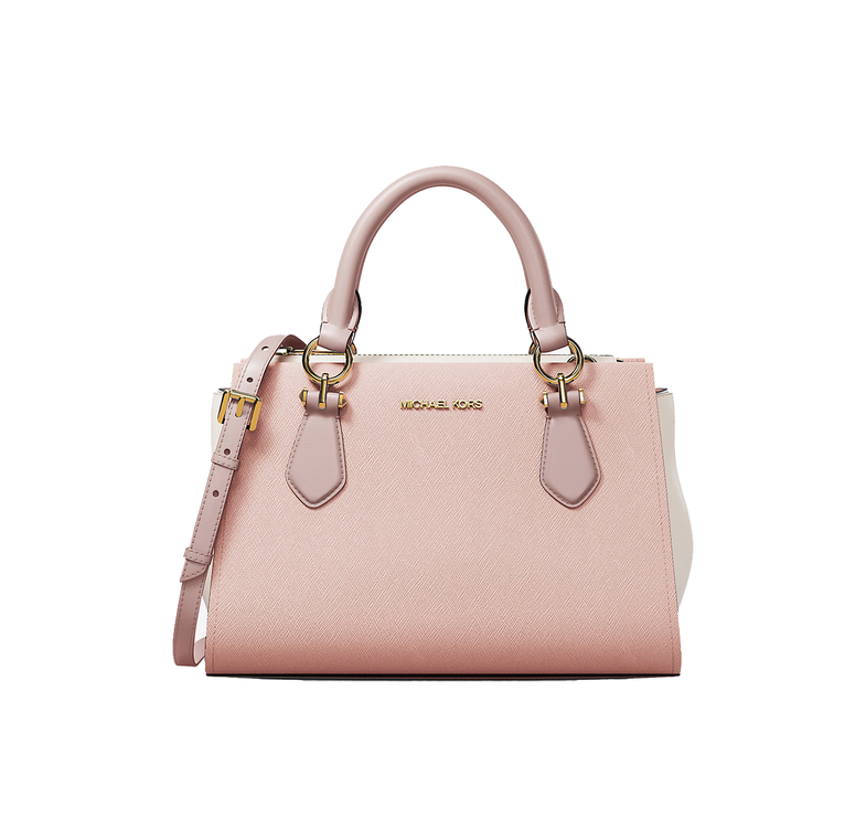 Michael Kors Women's Marilyn Small Color-Block Saffiano Leather Messenger Bag Powder Blush Multi