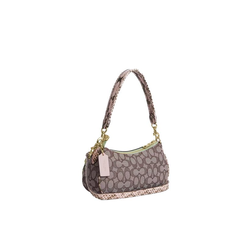 Coach Women's Ashton Shoulder Bag In Signature Jacquard Snake Embossed Leather/Gold/Oak Multi