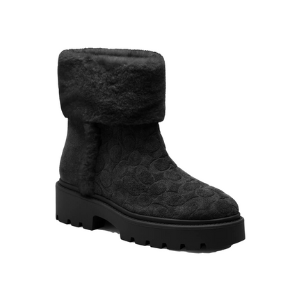 Coach Women's Chunky Sherpa Bootie In Signature Suede Black