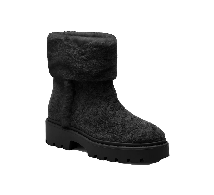 Coach Women's Chunky Sherpa Bootie In Signature Suede Black