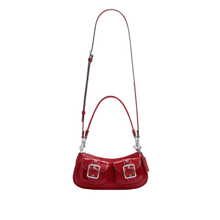 Coach Women's Ashton Bag Glazed Leather Red/Silver