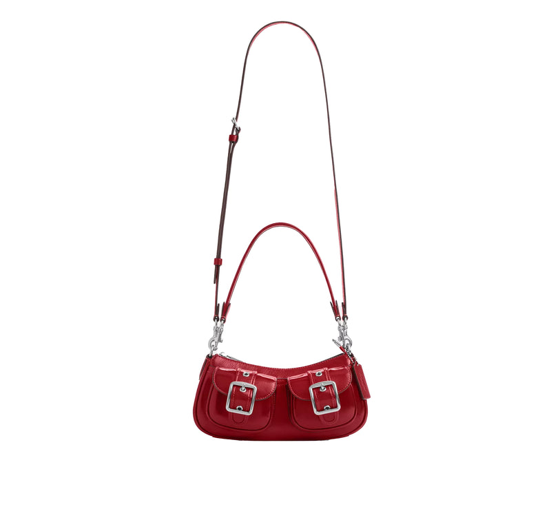 Coach Women's Ashton Bag Glazed Leather Red/Silver