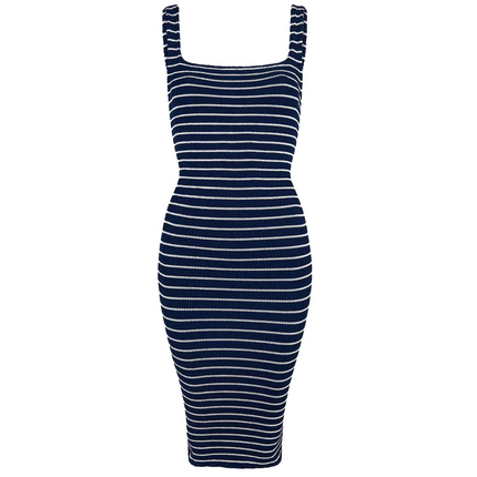 HUNZA G Women's Tank Dress Navy/White Stripe