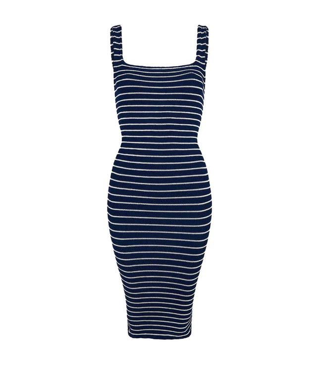 HUNZA G Women's Tank Dress Navy/White Stripe