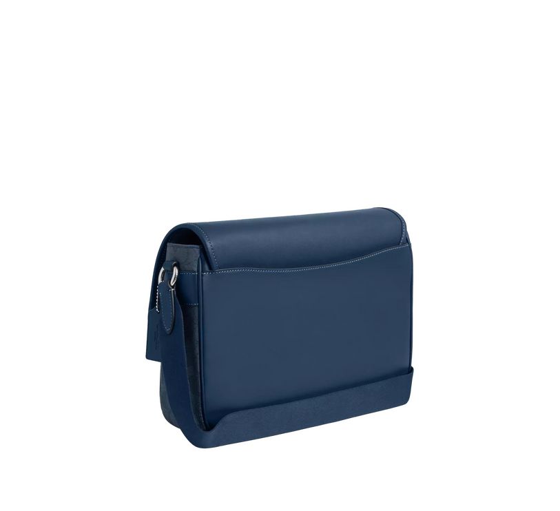 Coach Unisex Racer Messenger Bag In Signature Jacquard Silver/Denim/Dark Denim