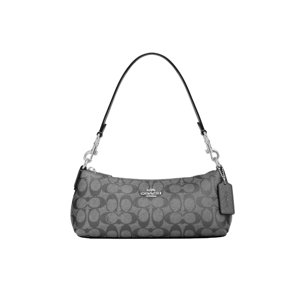 Coach Women's Charlotte Shoulder Bag In Signature Canvas Silver/Gunmetal Multi