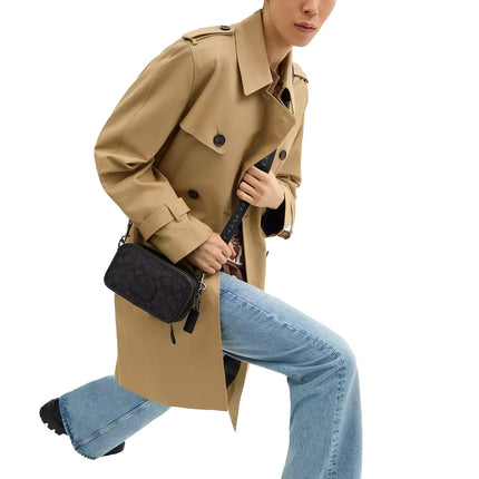 Coach Unisex Wyatt Crossbody Bag In Signature Canvas Gunmetal/Charcoal/Black