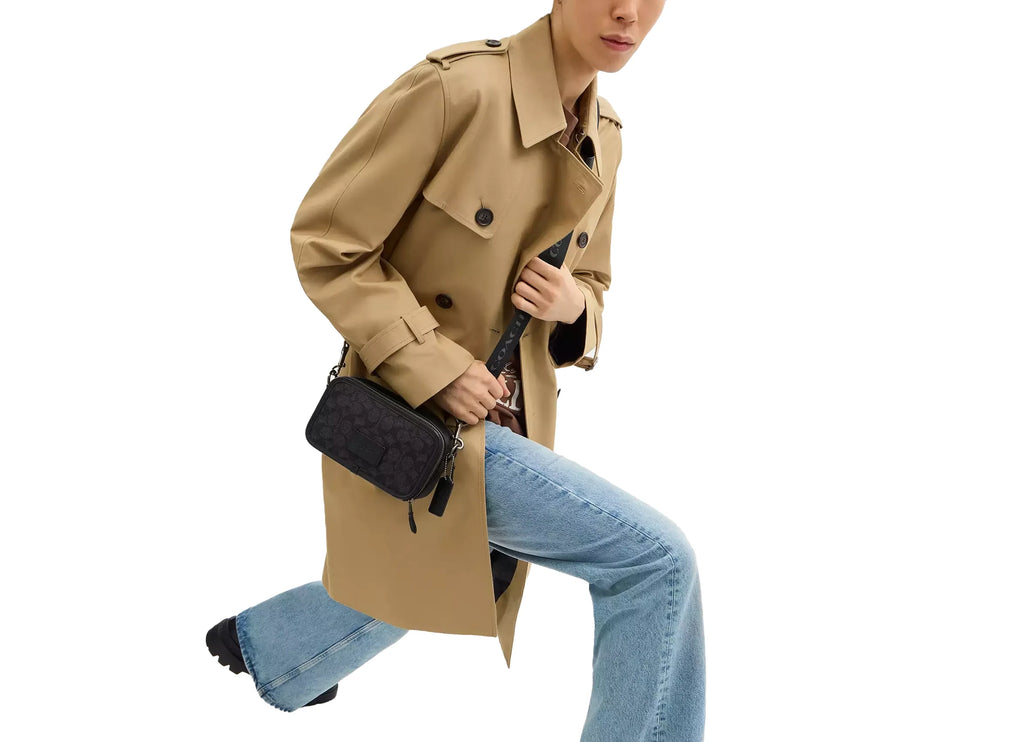 Coach Unisex Wyatt Crossbody Bag In Signature Canvas Gunmetal/Charcoal/Black