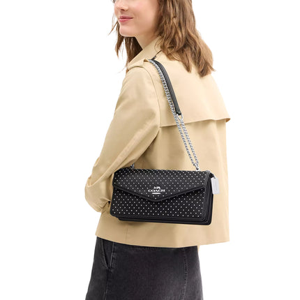 Coach Women's Klare Envelope Crossbody Bag With Rivets Black/Silver
