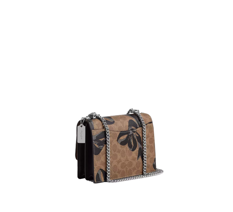 Coach Women's Klare Crossbody Bag In Signature Canvas With Bow Print Silver/Tan/Black Multi