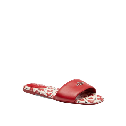 Coach Women's Slide Sandal With Floral Print Bold Red