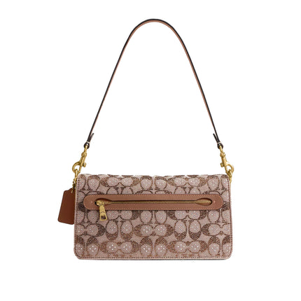 Coach Women's Tabby Shoulder Bag 26 In Crystal Signature Jacquard Brass/Mushroom