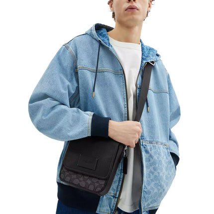 Coach Unisex Lucas Crossbody Bag In Signature Jacquard Silver/Charcoal/Black